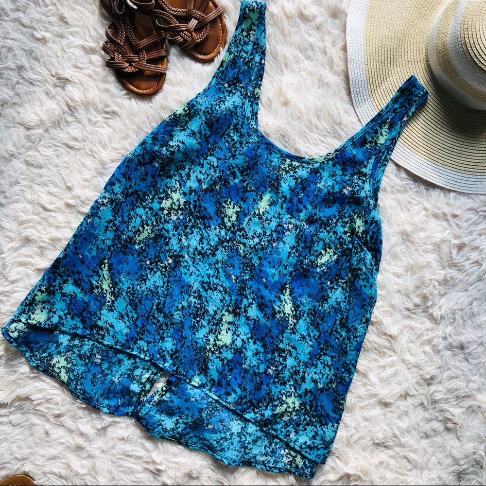 🛍BOGO Blue High Low Sleeveless Top Open Back